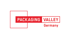 Rotes Logo „PACKAGING VALLEY Germany“ mit einem roten quadratischen Rahmen links.