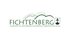 Logo Fichtenberg: Grüne Hügel, Schriftzug "FICHTENBERG GEMEINDE IM NATURPARK SCHWÄBISCH-FRÄNKISCHER WALD", Wappen mit Tanne.