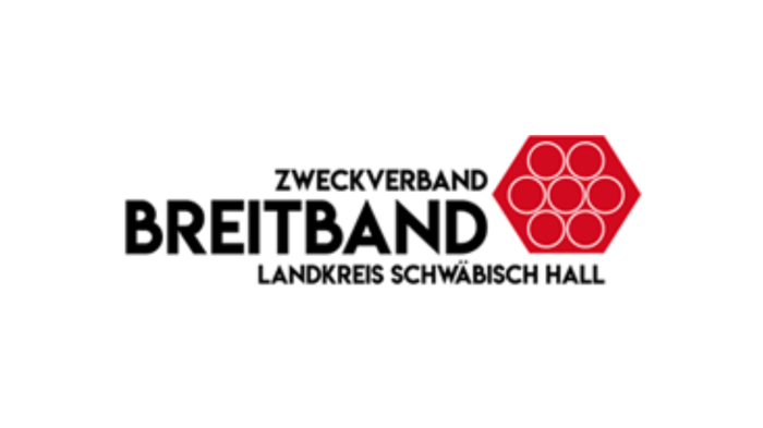 Logo des Zweckverbandes Breitband Landkreis Schwäbisch Hall mit rotem Hexagon-Symbol.