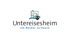 Logo von Untereisesheim mit stilisiertem Haus, Wappen und Fluss, Text: "Untereisesheim am Neckar zu Hause".