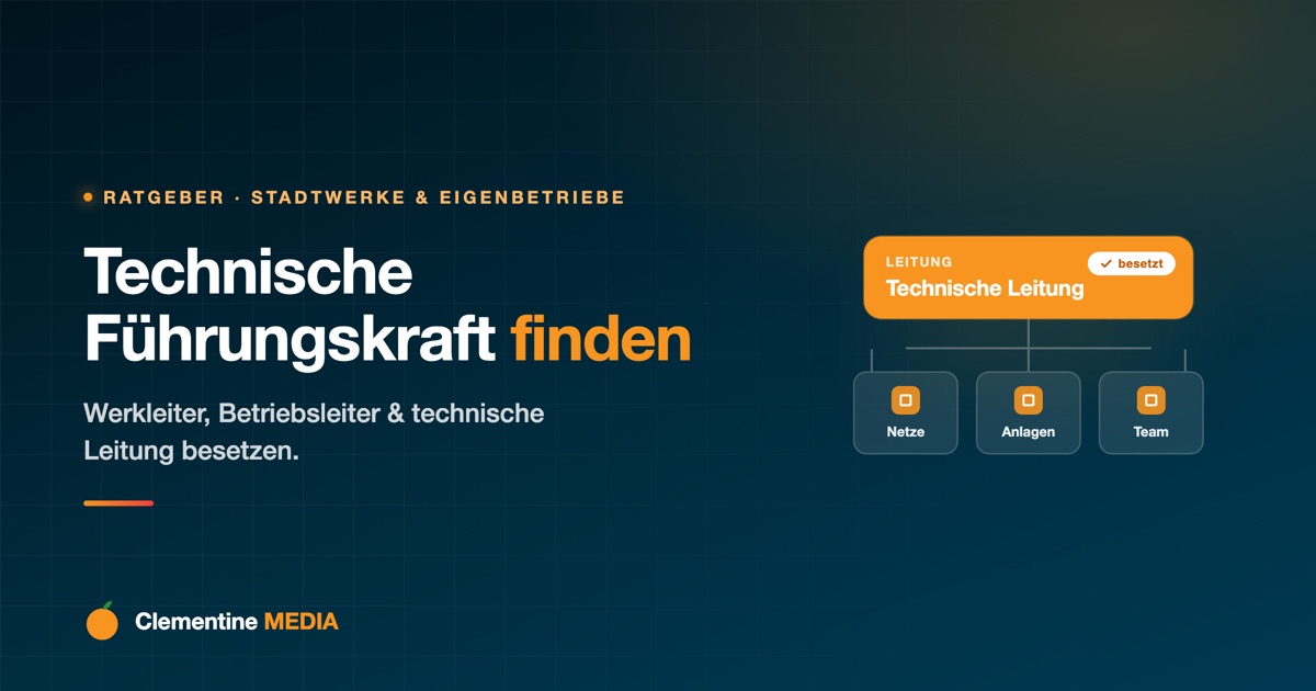 Organigramm eines kommunalen Betriebs mit hervorgehobener, besetzter technischer Leitung